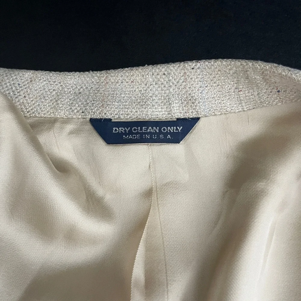 Kuppenheimer Blazer Mens 44L Beige Herringbone Two Button Silk Blend Vintage USA